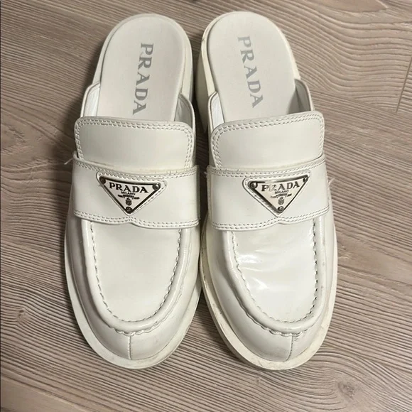 Prada Cream Slip-On Loafers - Picture 1 of 5